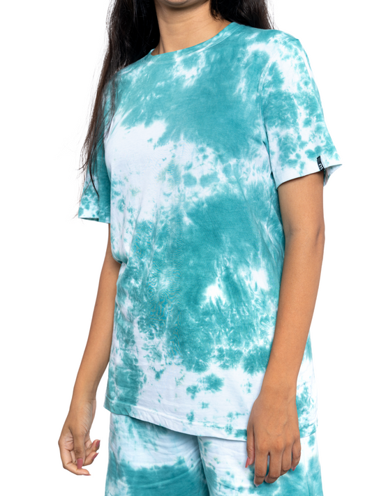 Green Tie & Dye Round Neck T-Shirts - Women