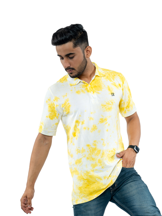 Yellow Tie & Dye Polo T-Shirt