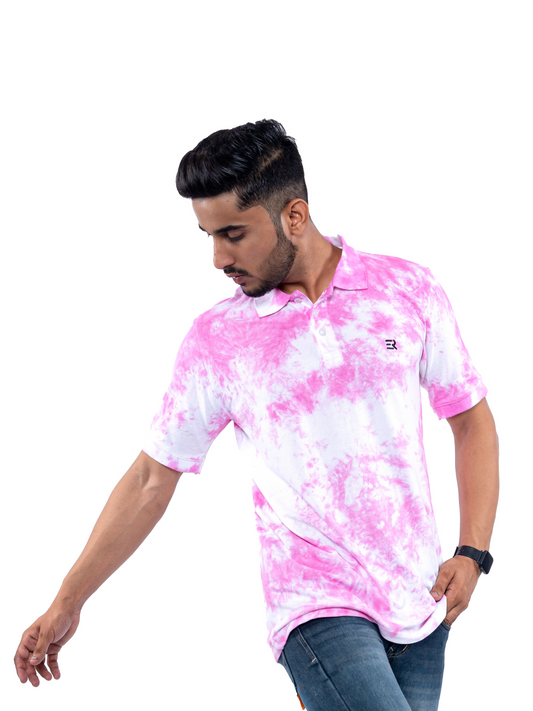 Pink Tie & Dye Polo T-Shirt