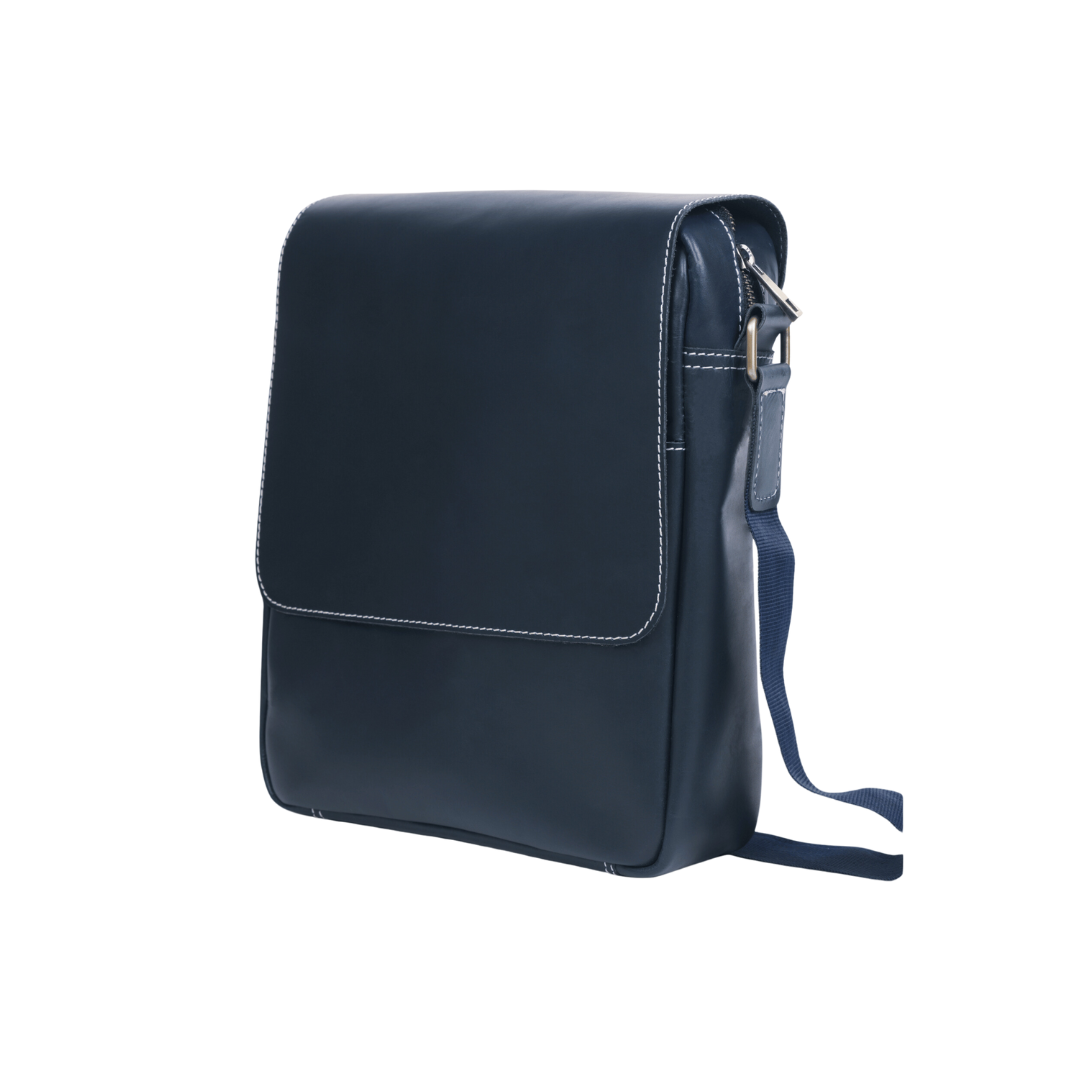Zipper crossover Genuine Leather Cross Body Bag Midnight Blue