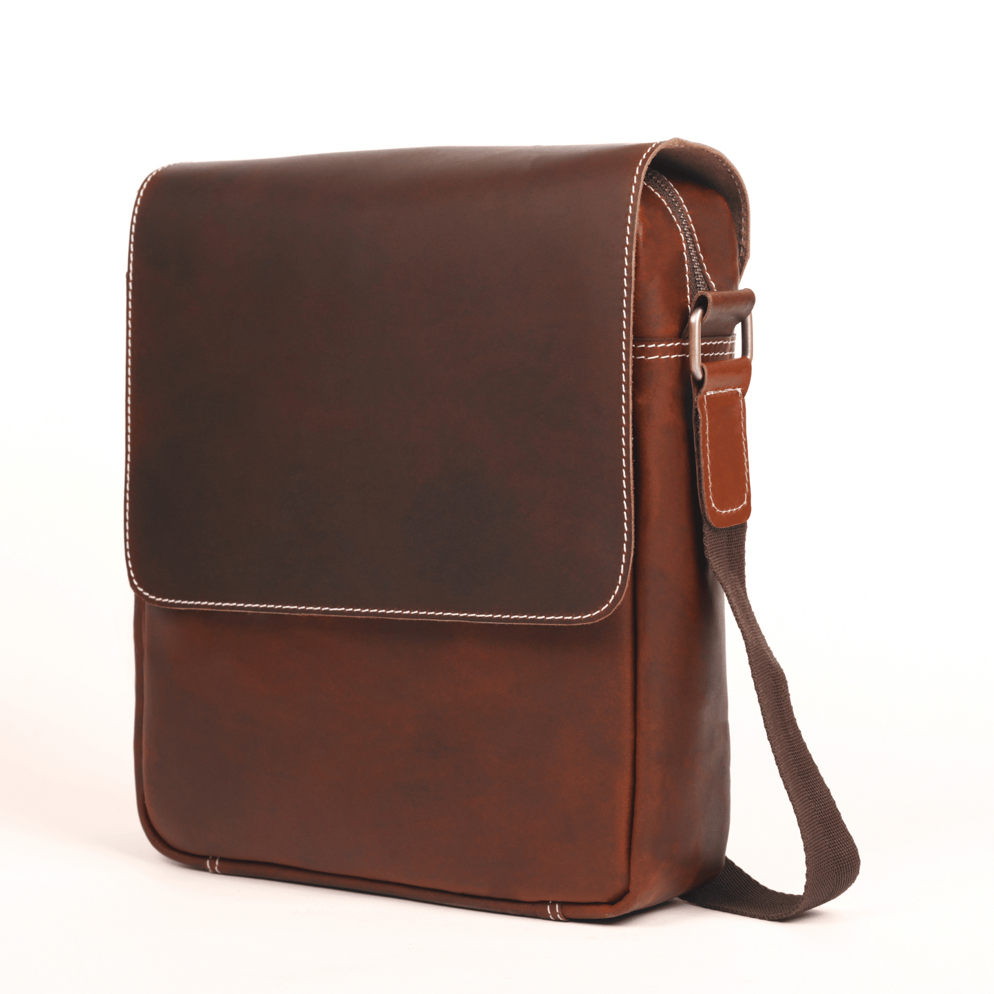 Zipper crossover Genuine Leather Cross Body Bag Sepia Wine