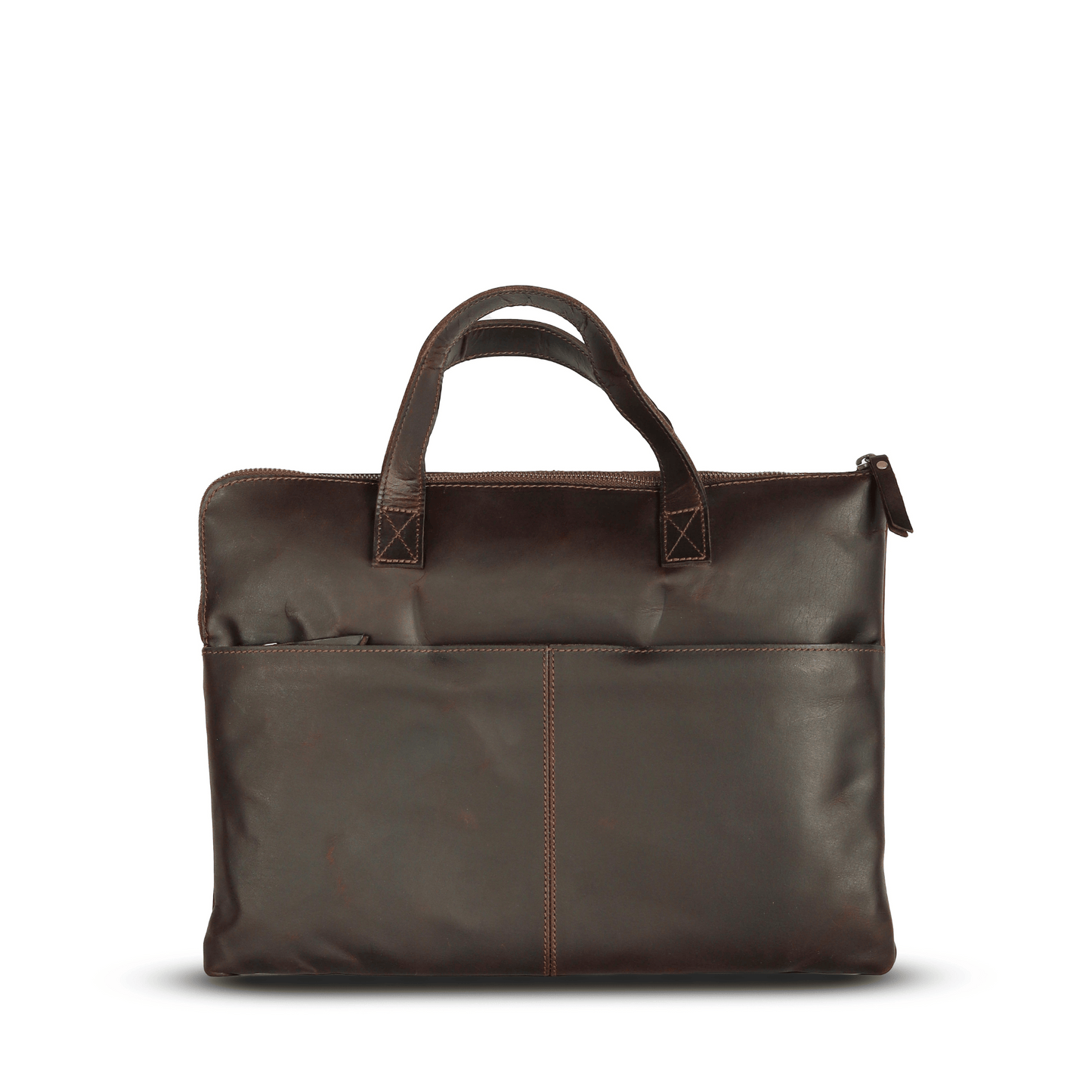 Handy Held Genuine Leather Laptop Bag Muddy Brown
