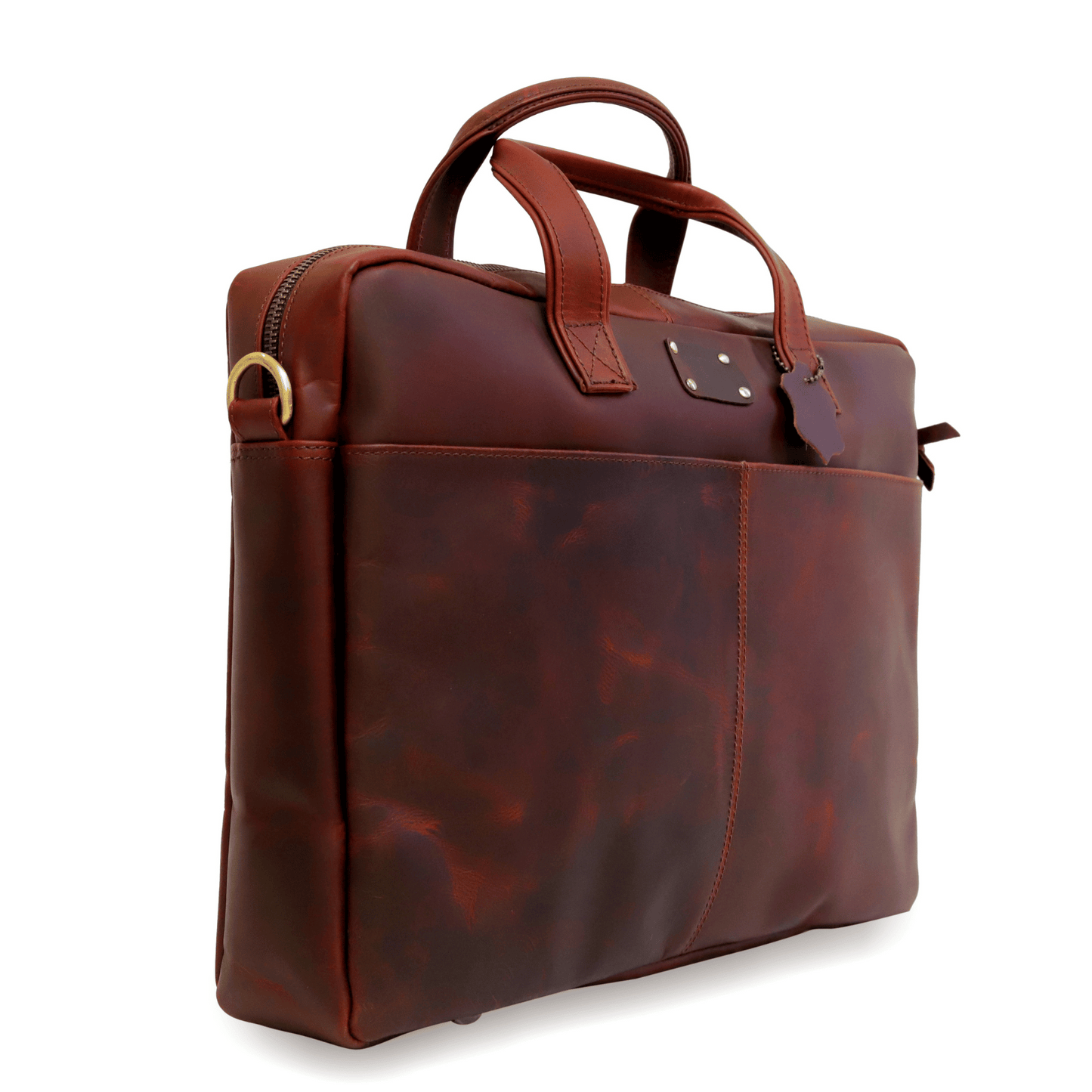 Elite Slimcase Genuine Leather Laptop Brief Case Sepia Wine
