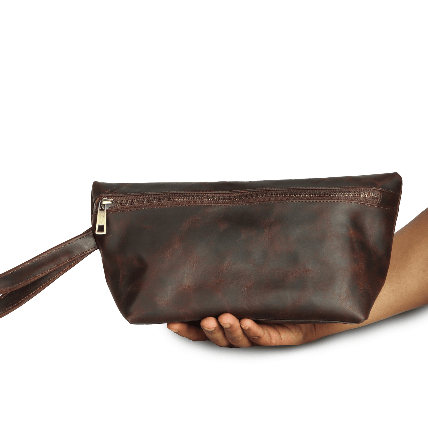 Carry Adventure Genuine Leather Makeup Pouch Muddy Brown