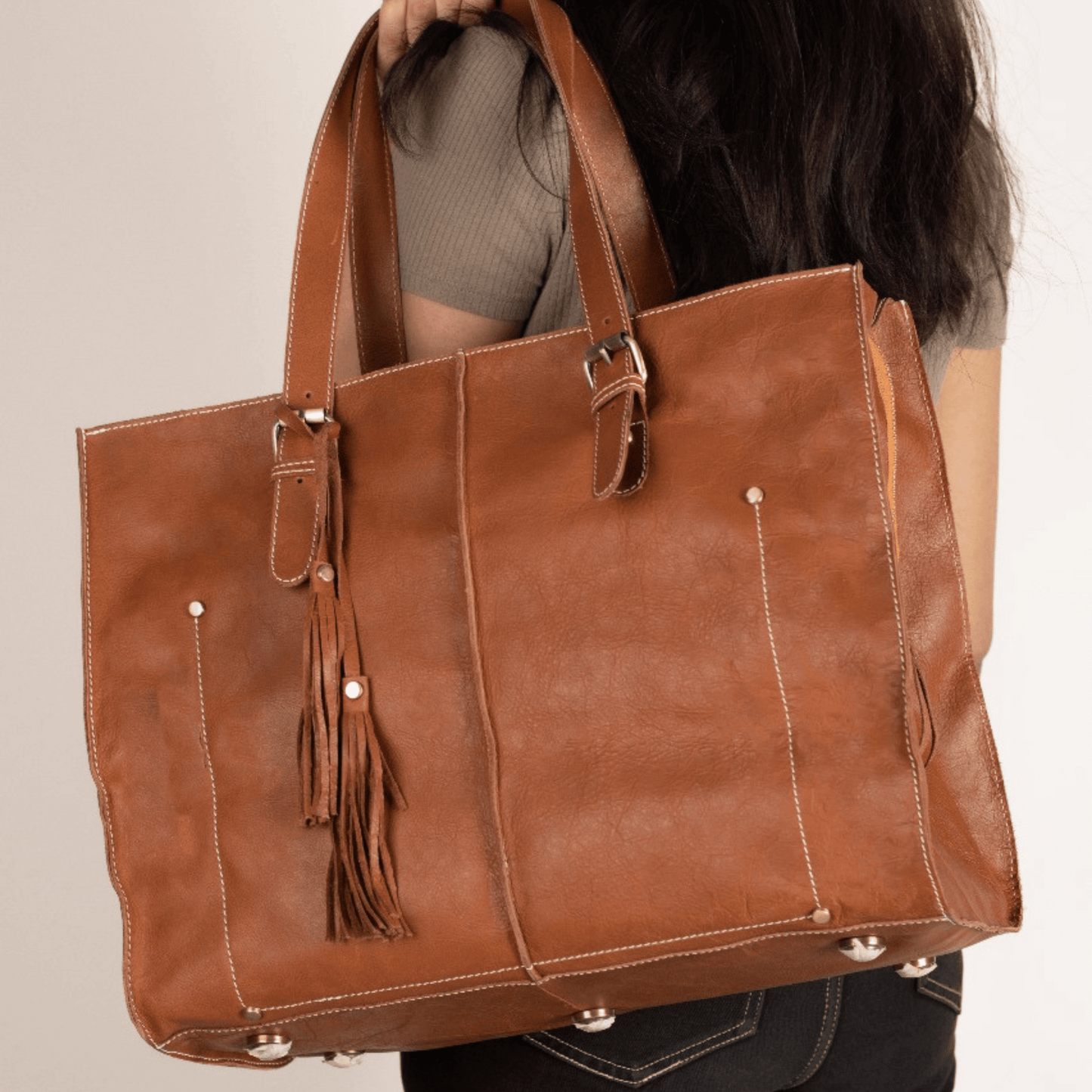 Shopper Tote Bag Big Size Tan Touch