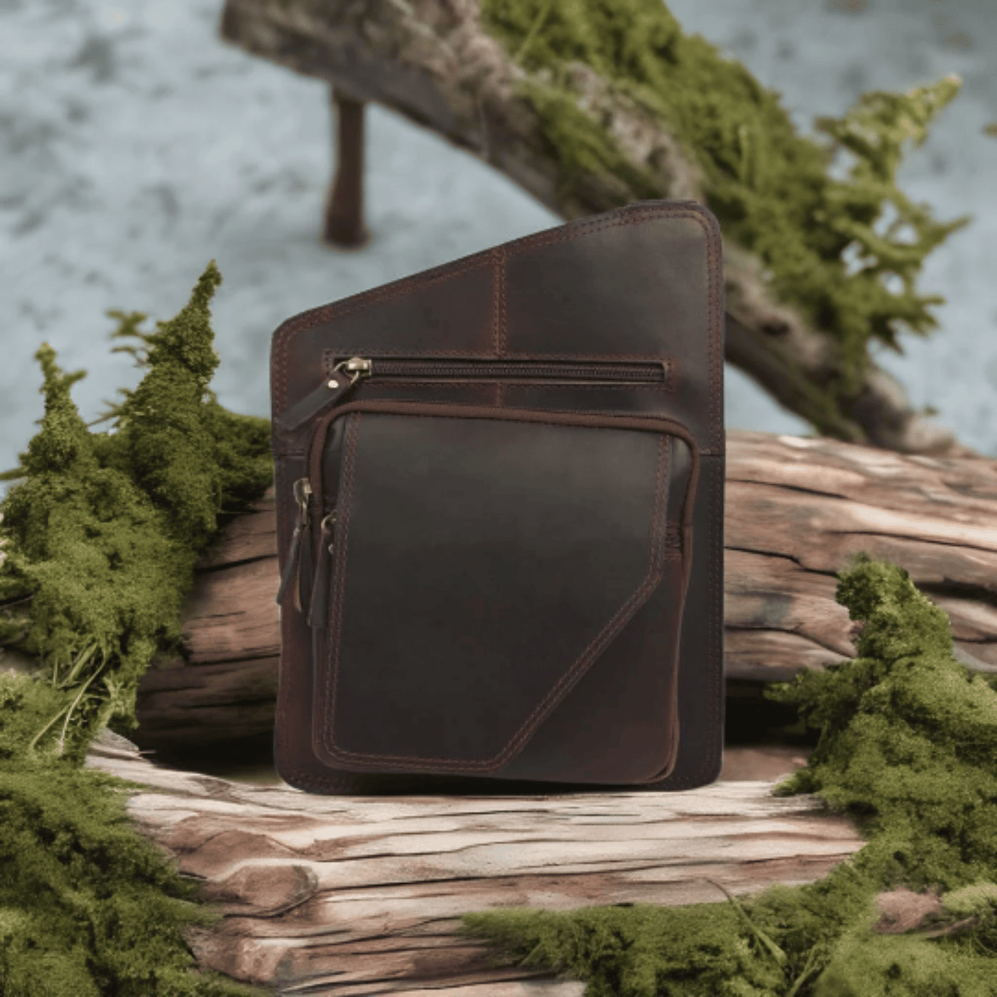 Mini Rover Genuine Leather Chest Bag Sepia wine