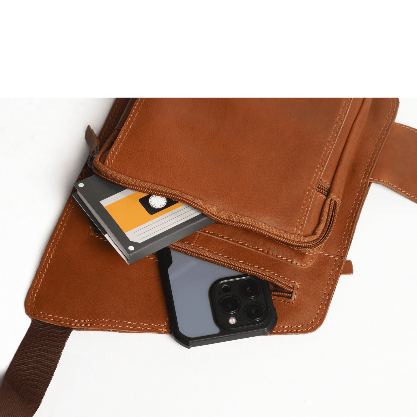 Mini Rover Genuine Leather Chest Bag Tan Touch