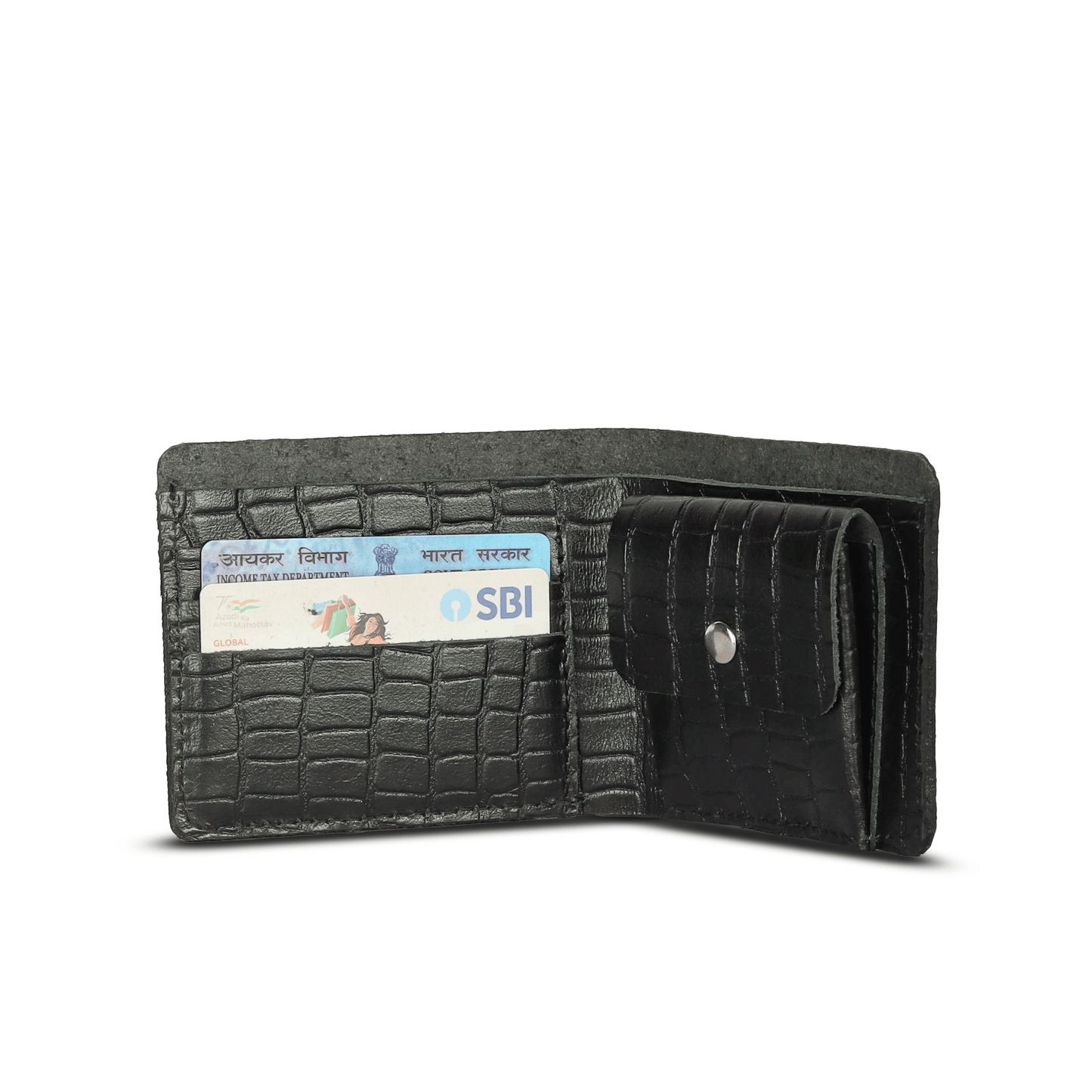 Mini Pocket Glam Leather Wallet Ebony Black