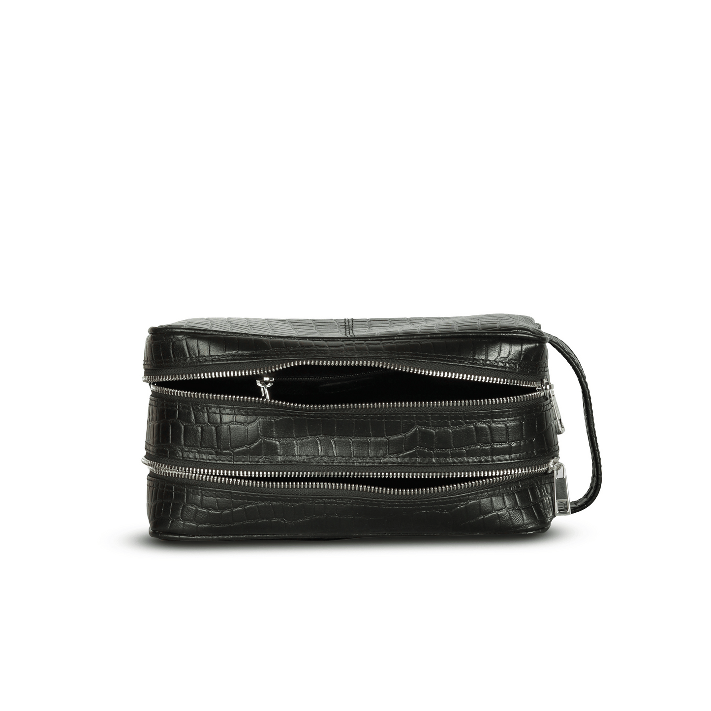 Travel Refresh Genuine Leather Tolietry Bag Ebony Black