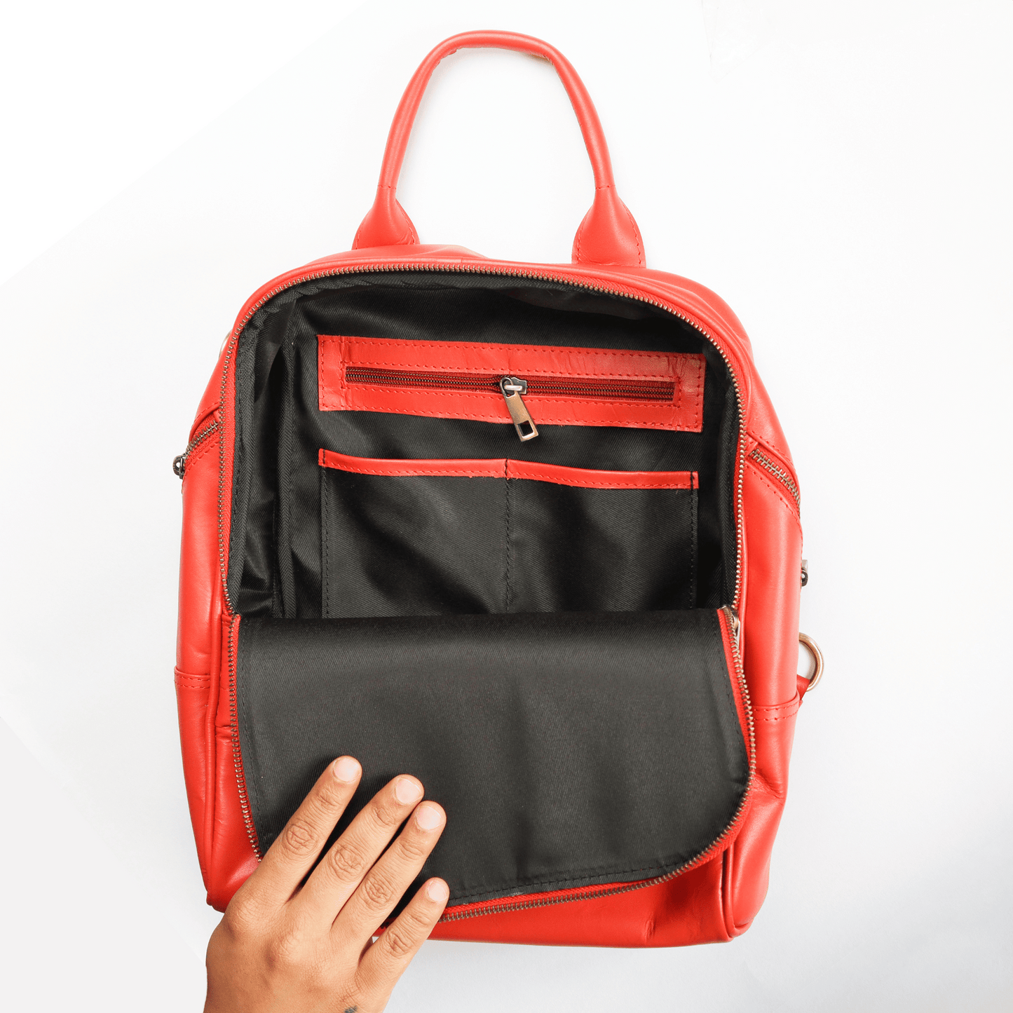 Little Luxe Genuine Leather Backpack Orange Touch