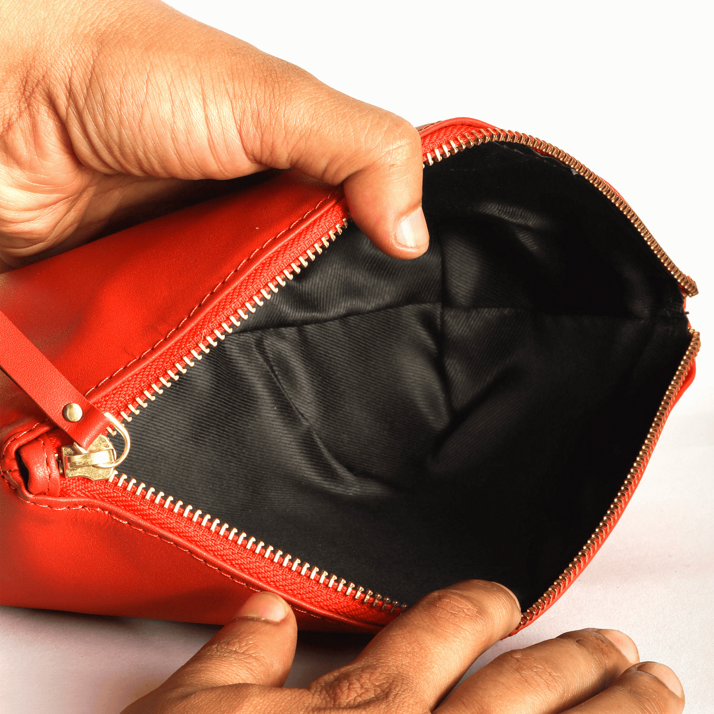Roamready Genuine Leather Makeup Pouch Orange Touch