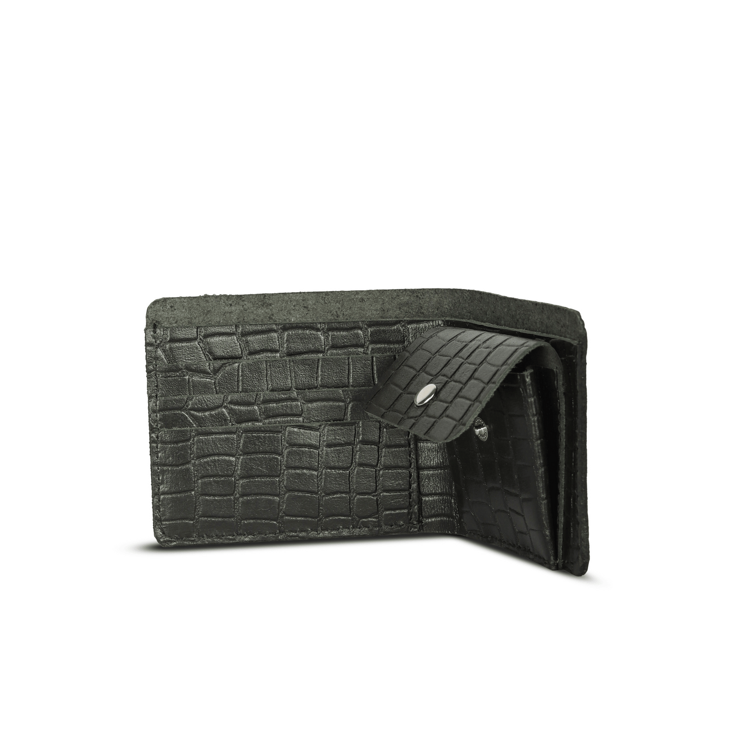Mini Pocket Glam Leather Wallet Ebony Black