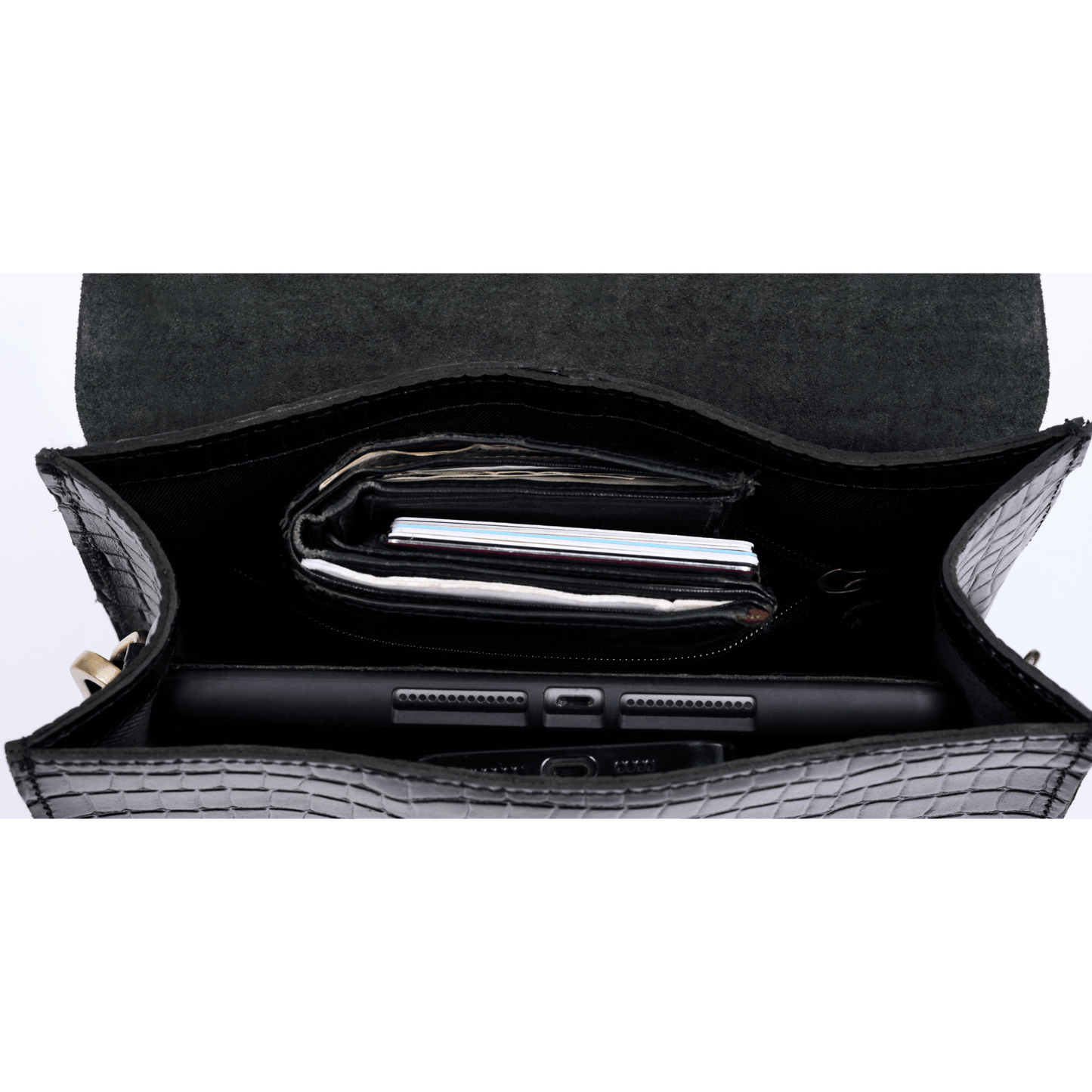 Classic Crossover Genuine Leather Cross Body Bag Ebony Black