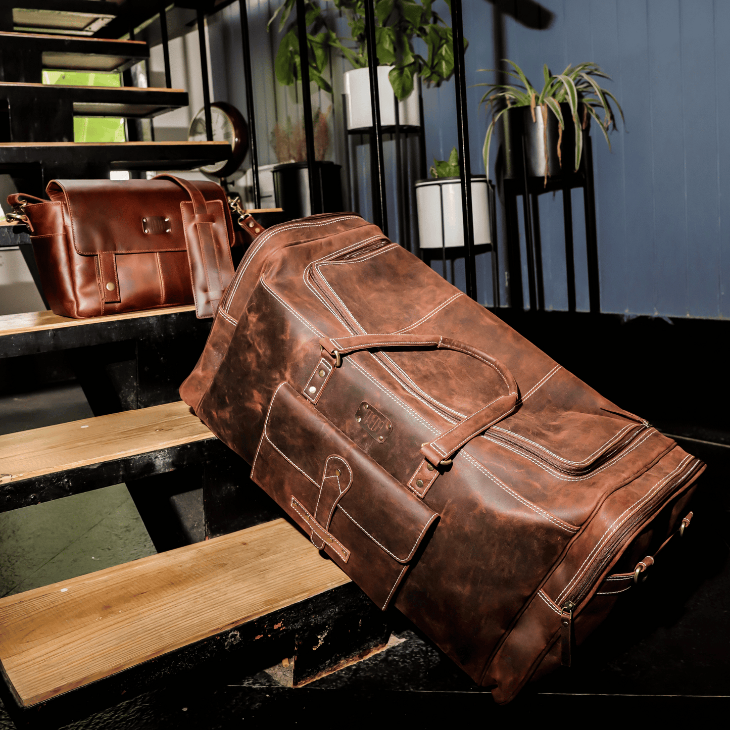 Rustic Trail Genuine Leather Duffle Bag