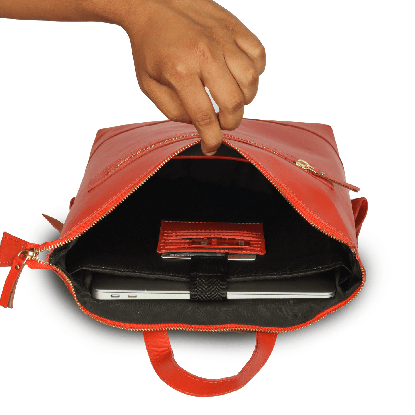Techtrek Genuine Leather Bagpack Orange Touch