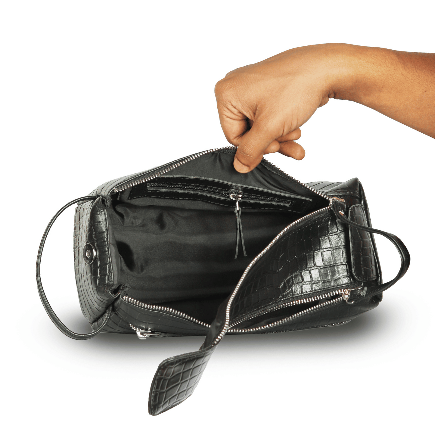 Travel Mate Genuine Leather Tolietry Bag Ebony Black