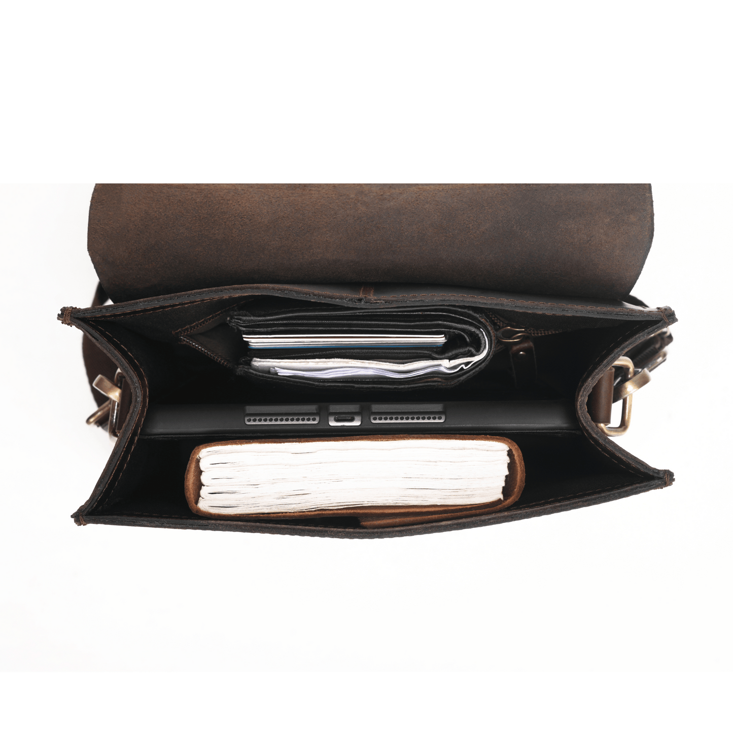 Crossover Genuine Leather Cross Body Bag Muddy Brown