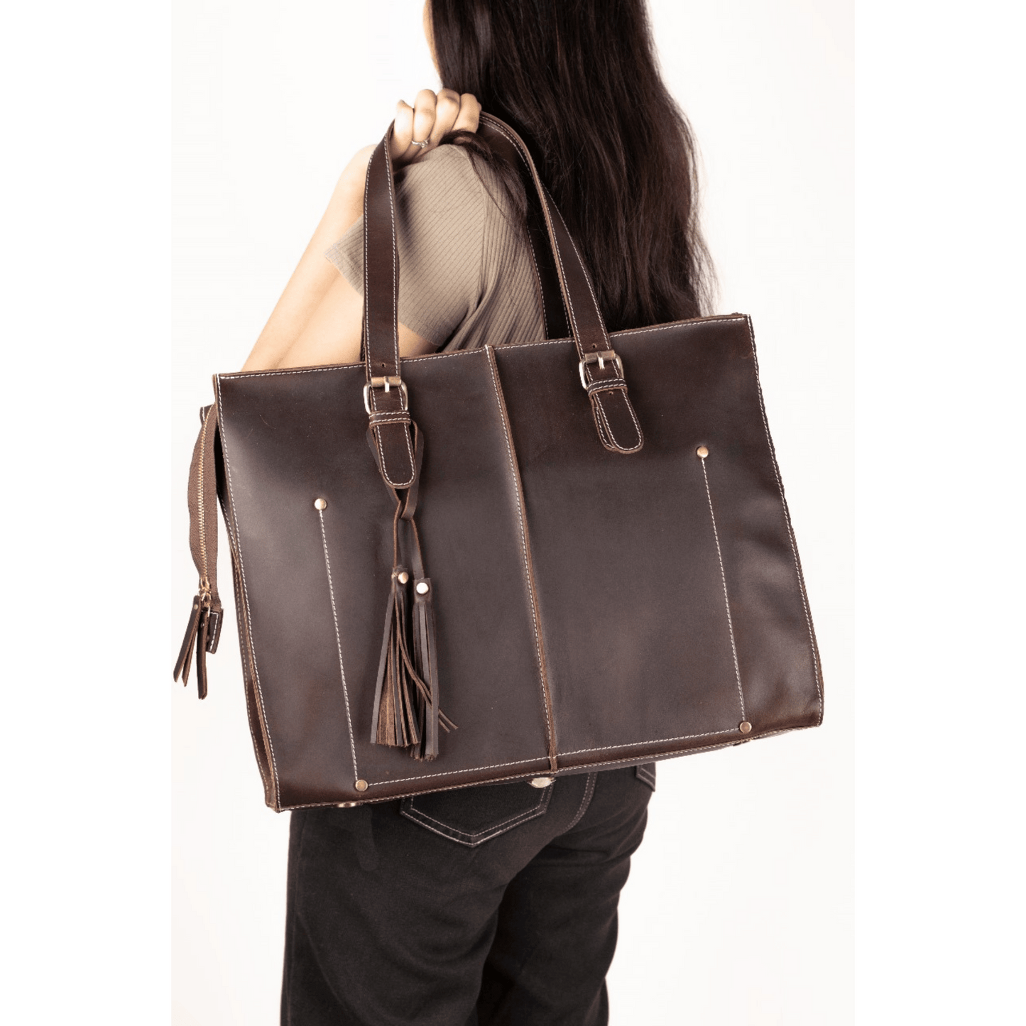 Shopper Tote Bag Big Size Muddy Brown