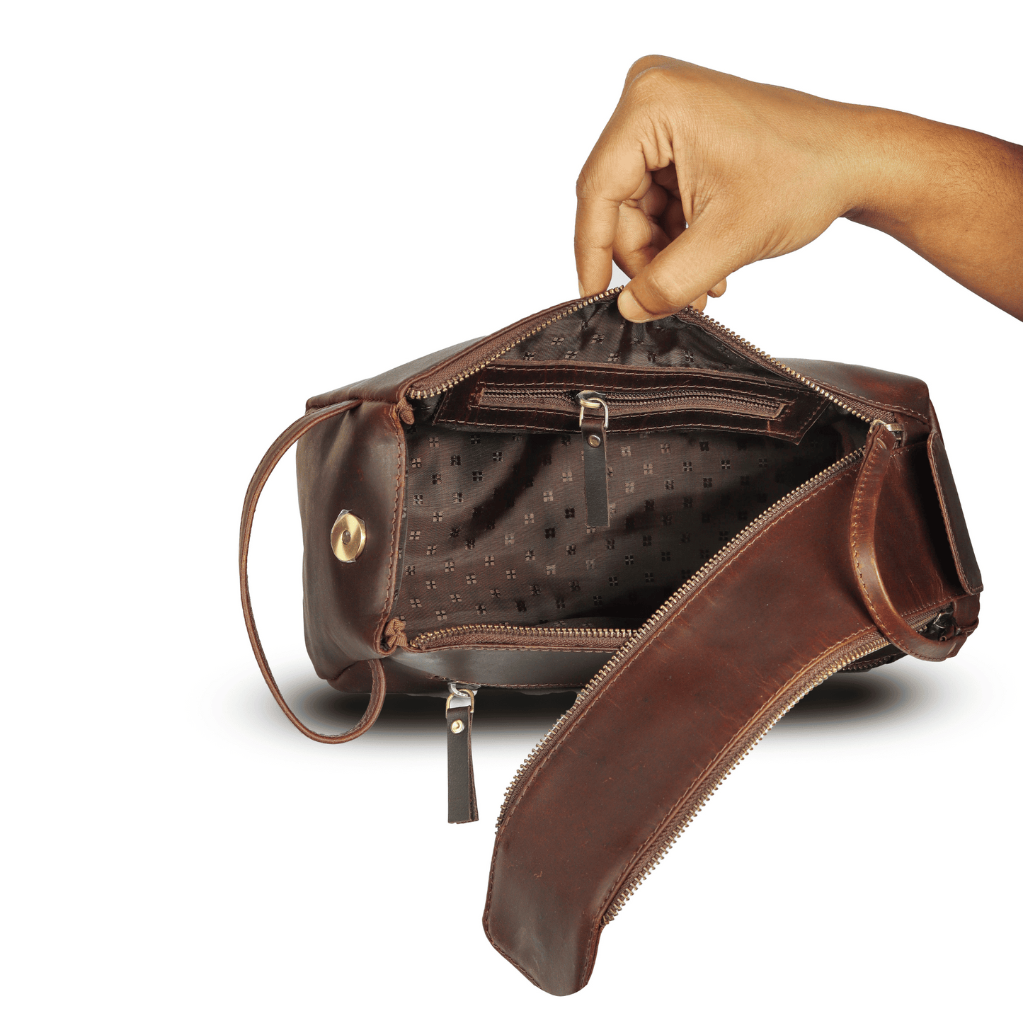 Travel Mate Genuine Leather Tolietry Bag Muddy Brown