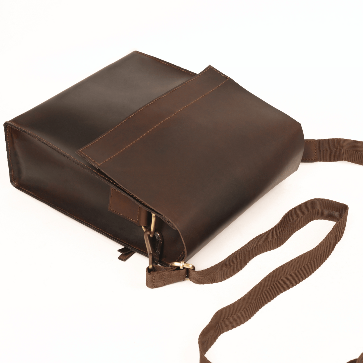 Crossover Genuine Leather Cross Body Bag Muddy Brown