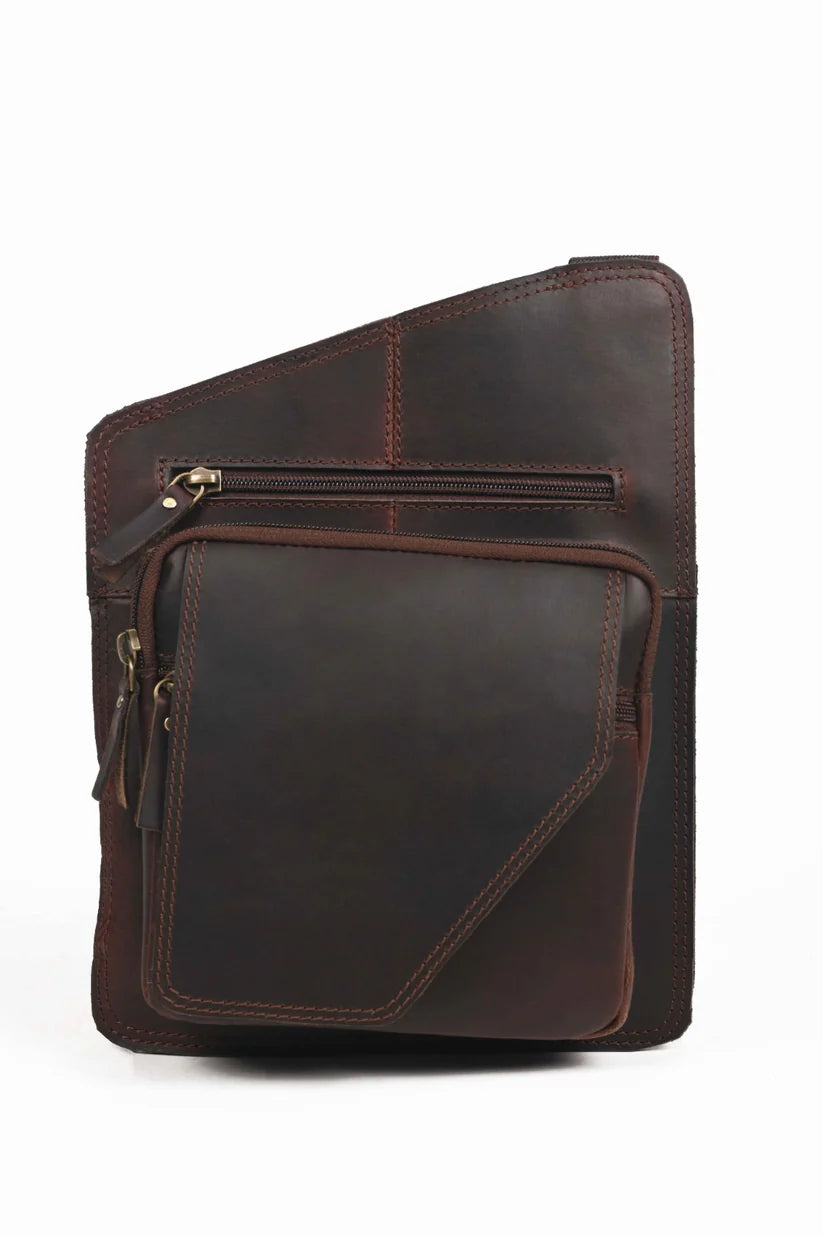Mini Rover Genuine Leather Chest Bag Ebony Black