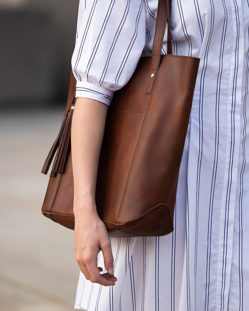 Shopper Tote Bag	Sepia Wine
