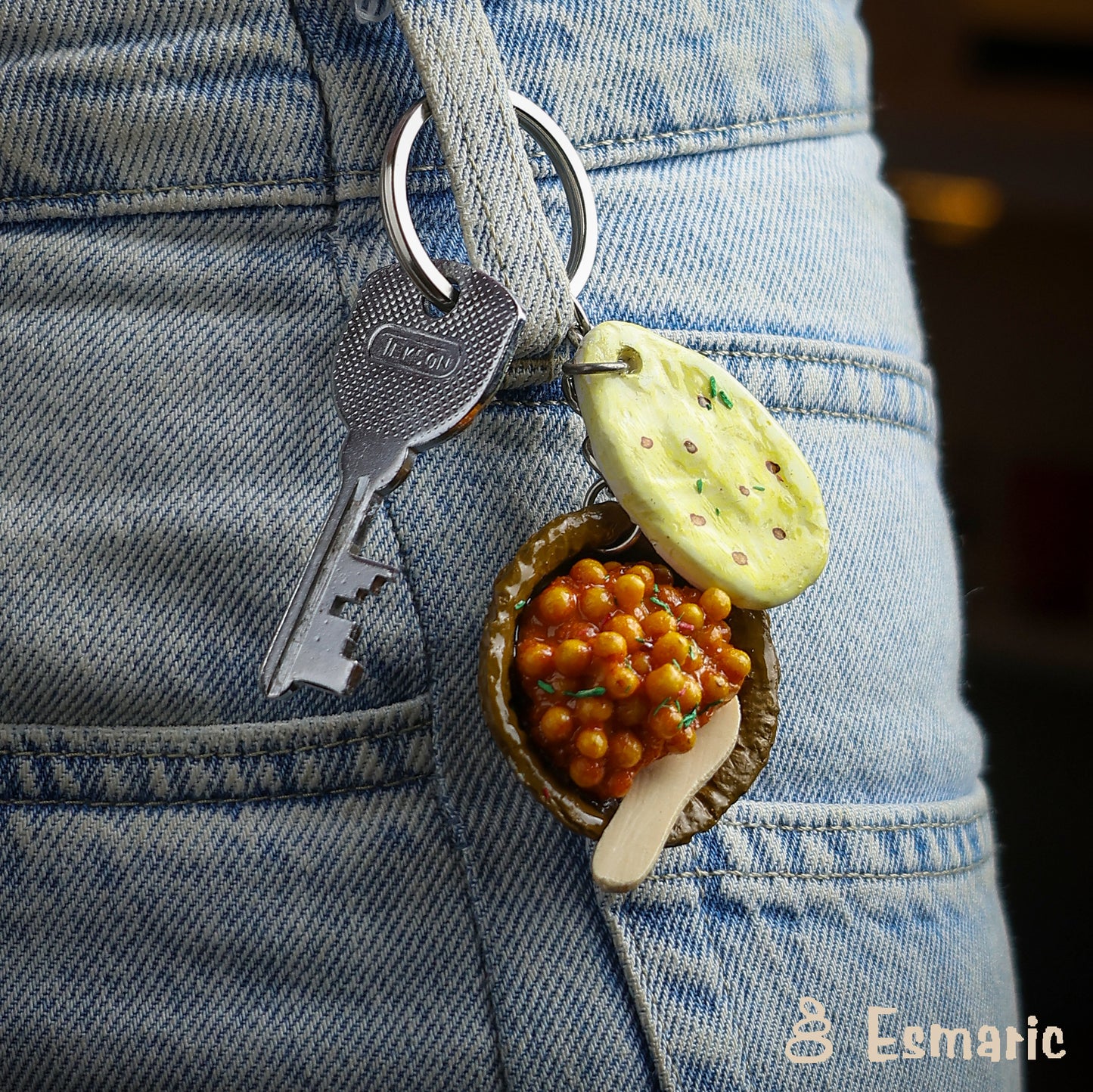 Chole with Kulcha Miniature Keychain