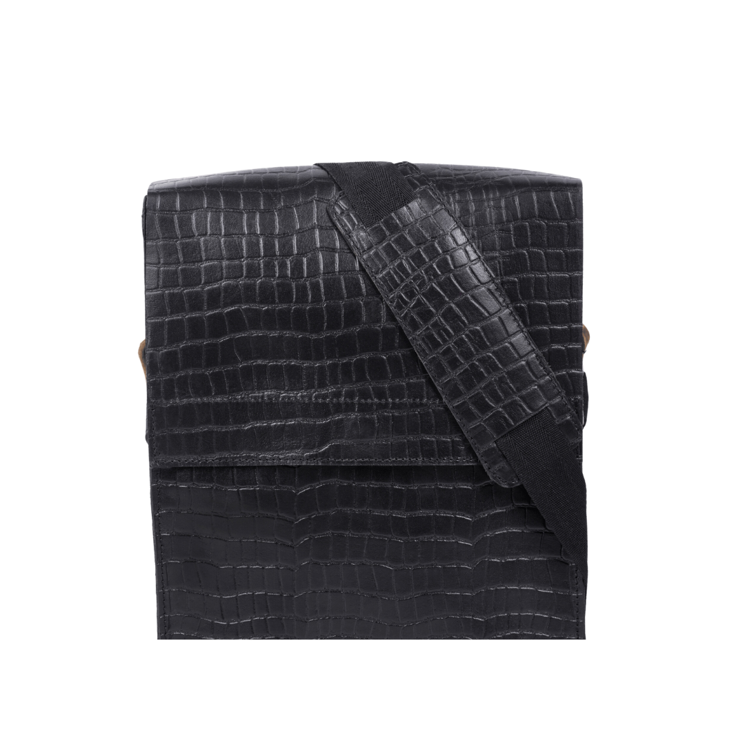 Classic Crossover Genuine Leather Cross Body Bag Ebony Black