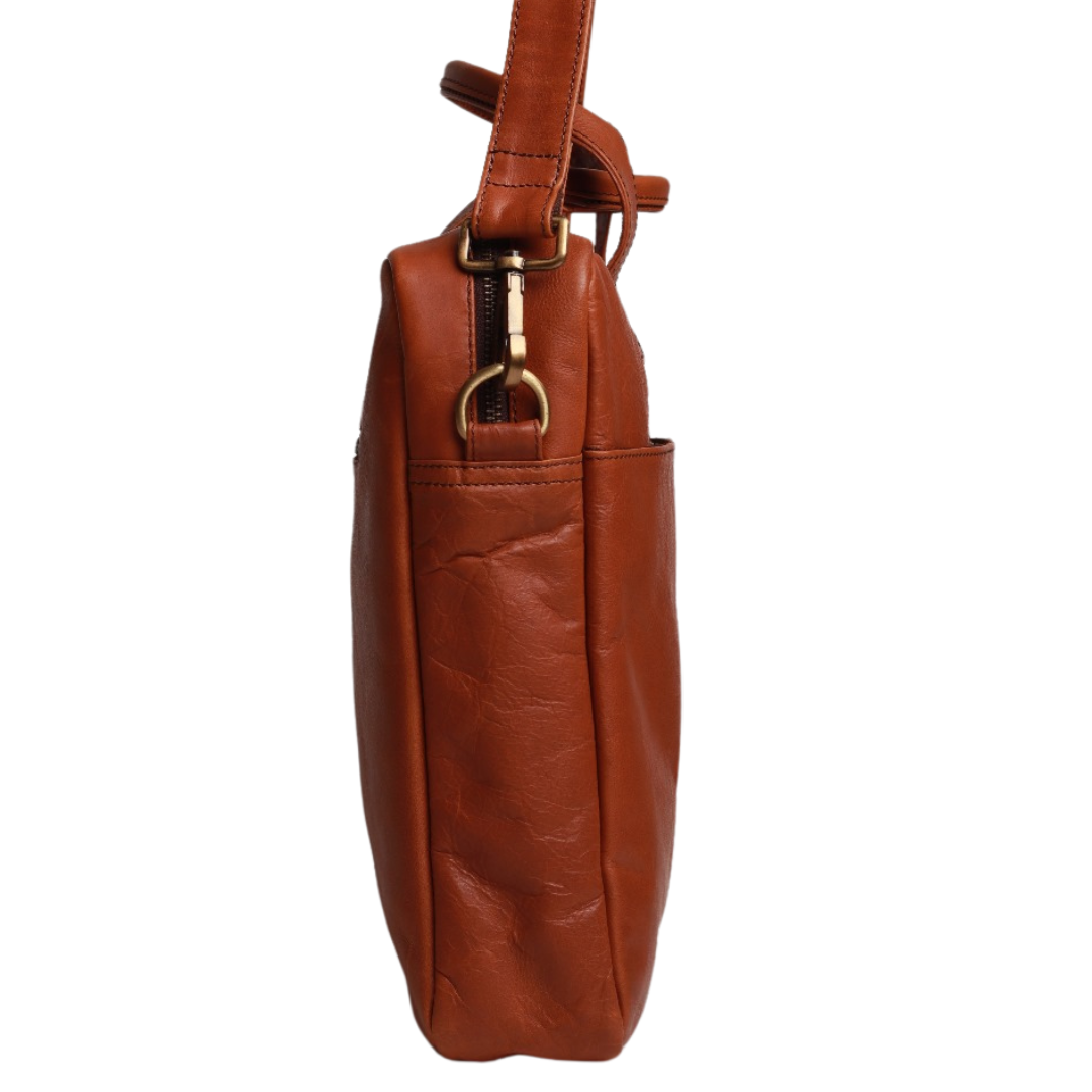 Elite Slimcase Genuine Leather Laptop Brief Case Tan Touch