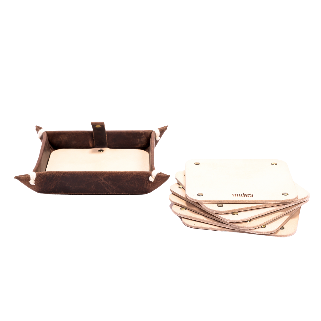 Pebble - Leather Coaster Set