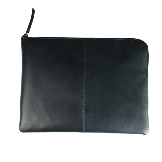 Sleek Macbook Sleeve Genuine Leather Laptop Bag Midnight Blue