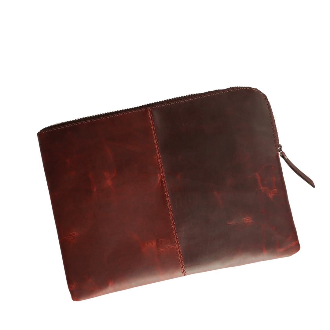 Sleek Macbook Sleeve Genuine Leather Laptop Bag Sepia Wine