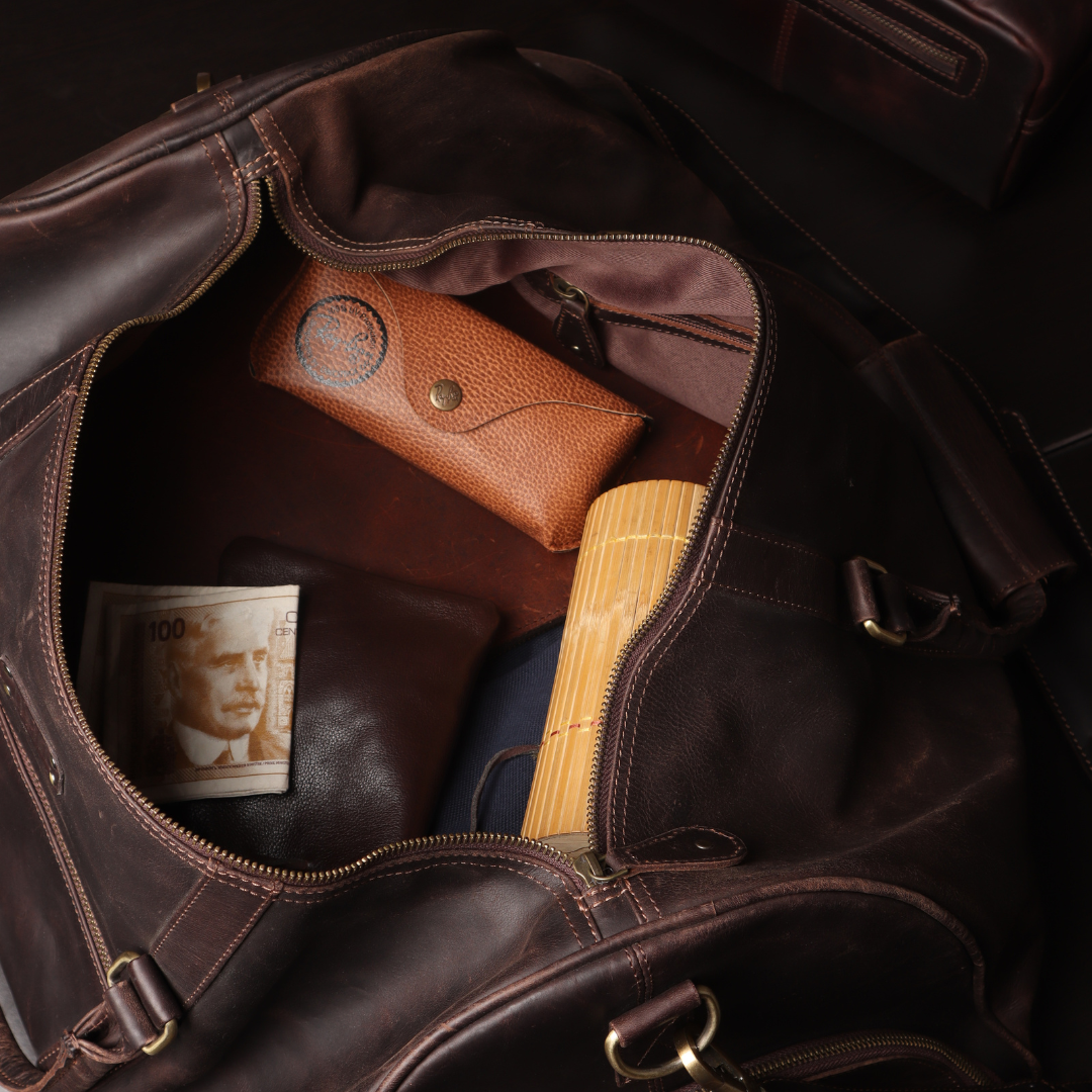 Classic Hold Genuine Leather Duffle Bag Muddy Brown