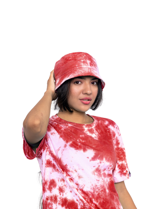 Red Tie & Dye Bucket Hats - Women
