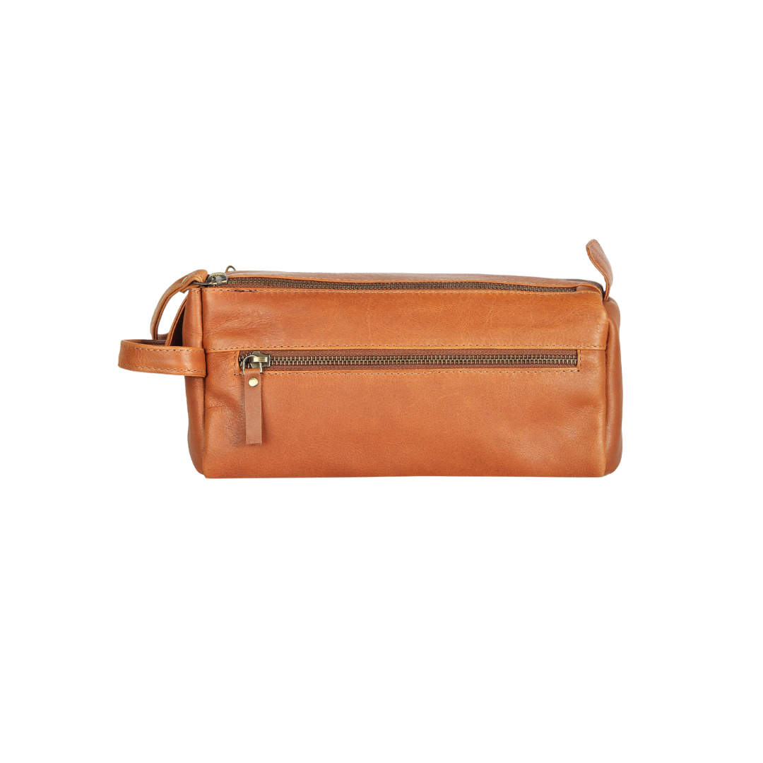 Travel Mate Genuine Leather Tolietry Bag Muddy Brown
